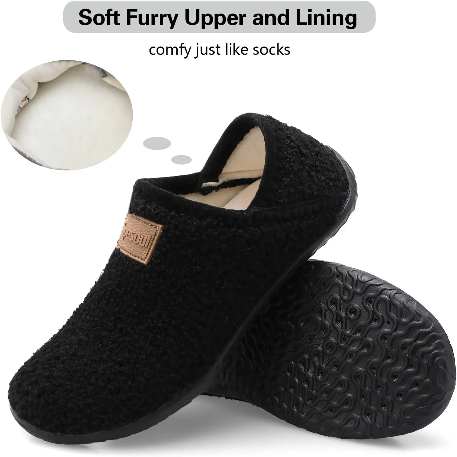Spesoul Fuzzy House Slippers for Women Men Indoor Closed Back Lightweight Cozy Faux Furry Lining Barefoot House Shoes Slipper Socks for Bedroom Home Office Yoga Outdoor Walking Shoes
