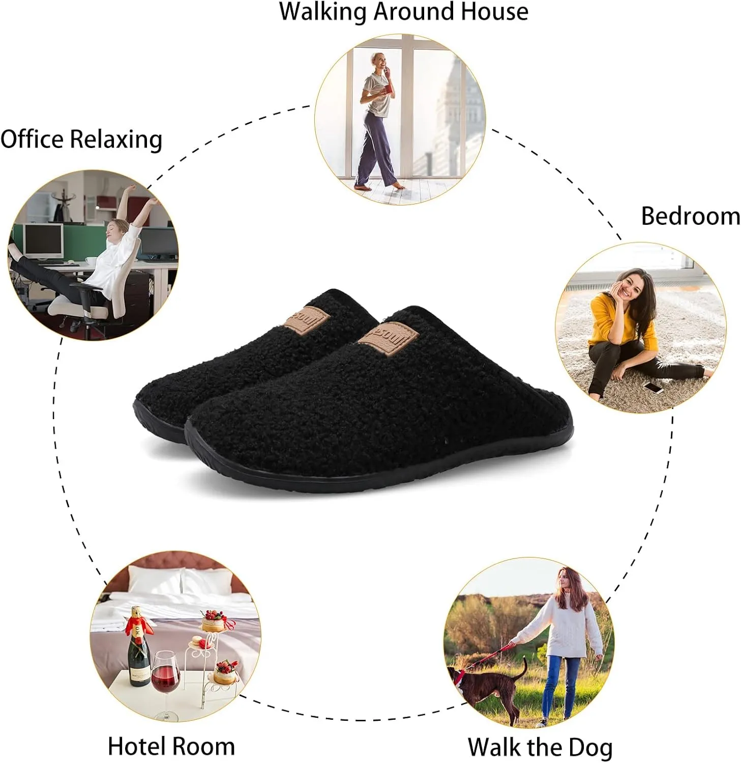 Spesoul Fuzzy House Slippers for Women Men Indoor Closed Back Lightweight Cozy Faux Furry Lining Barefoot House Shoes Slipper Socks for Bedroom Home Office Yoga Outdoor Walking Shoes