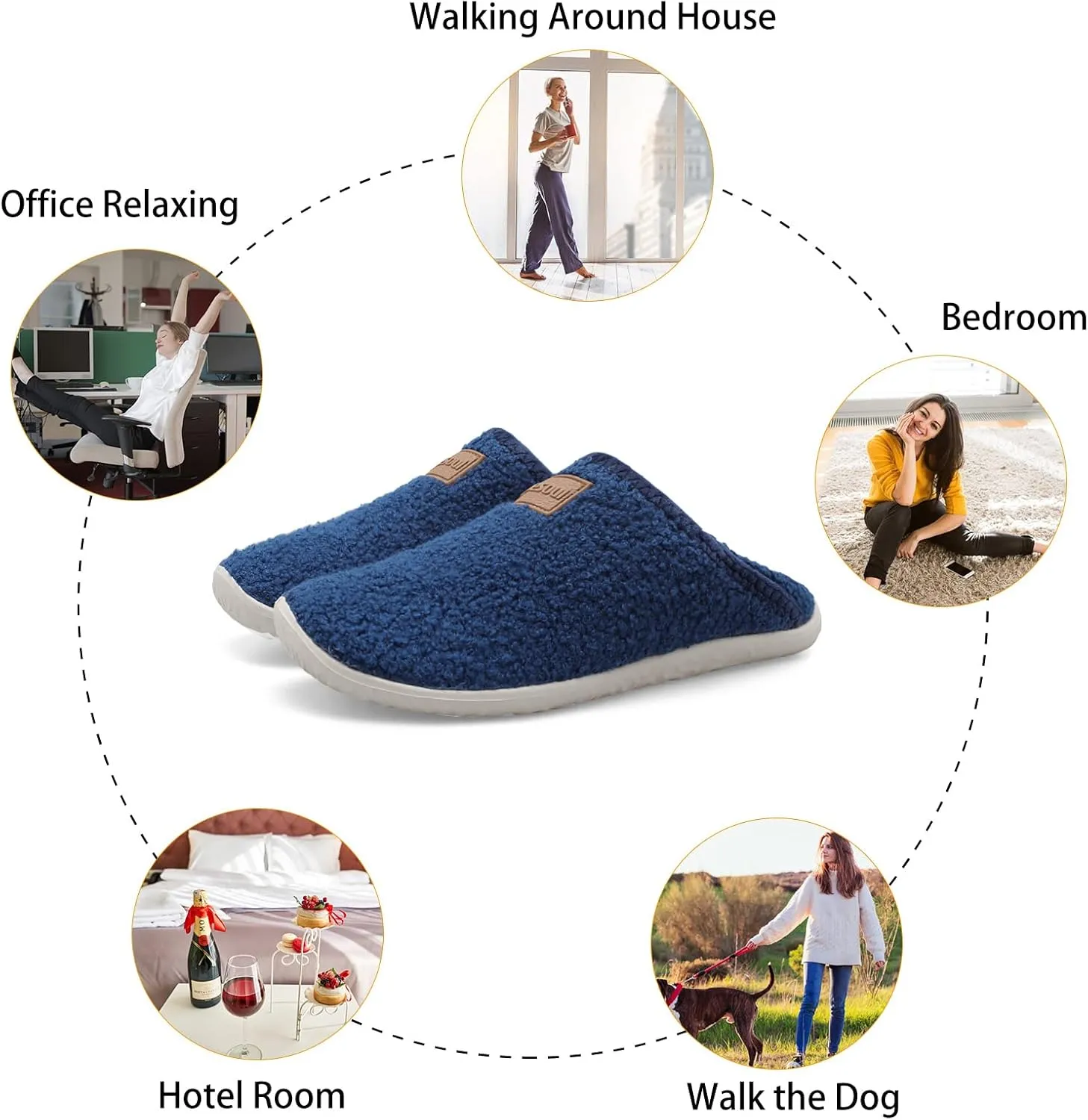 Spesoul Fuzzy House Slippers for Women Men Indoor Closed Back Lightweight Cozy Faux Furry Lining Barefoot House Shoes Slipper Socks for Bedroom Home Office Yoga Outdoor Walking Shoes