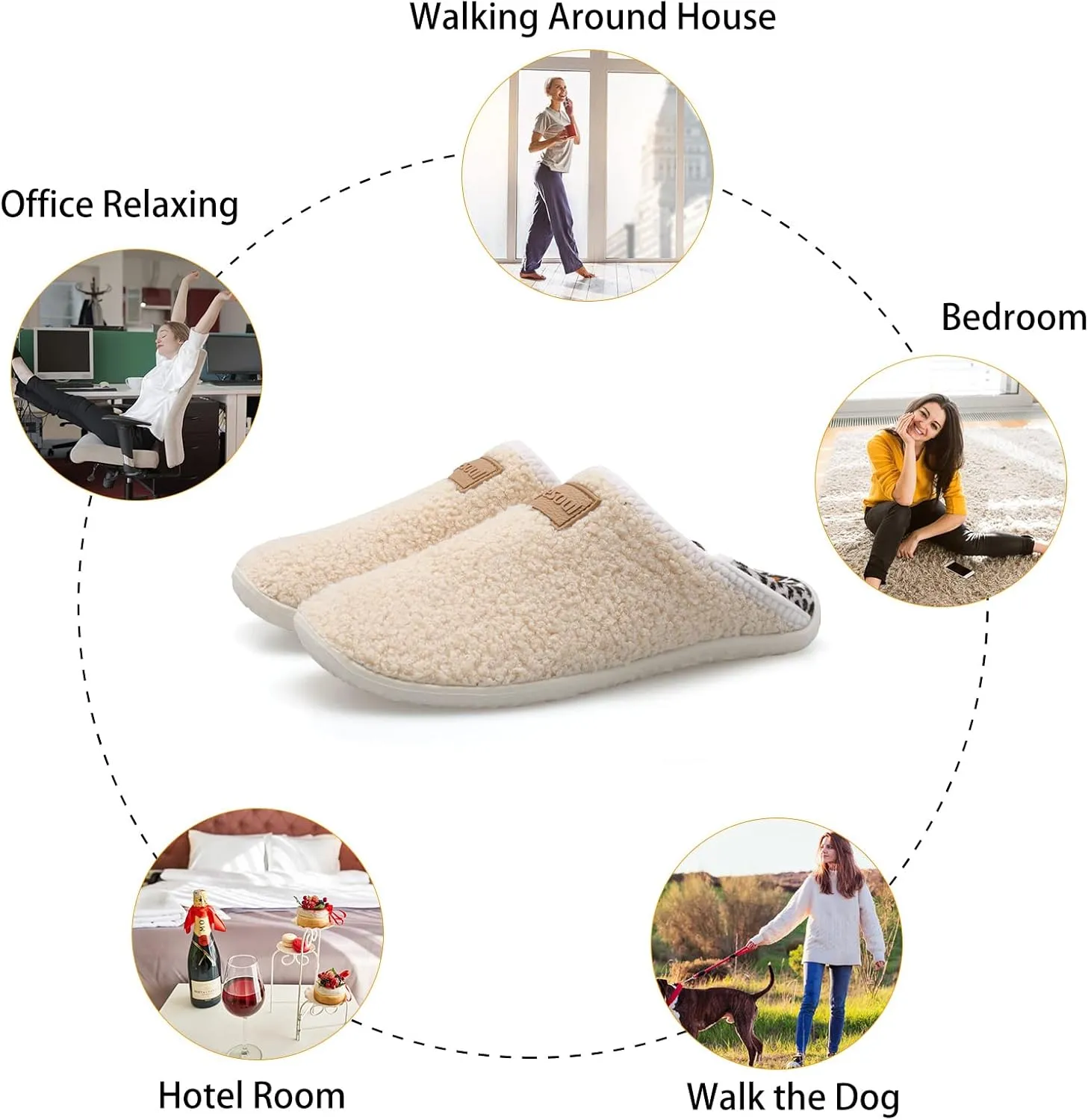 Spesoul Fuzzy House Slippers for Women Men Indoor Closed Back Lightweight Cozy Faux Furry Lining Barefoot House Shoes Slipper Socks for Bedroom Home Office Yoga Outdoor Walking Shoes