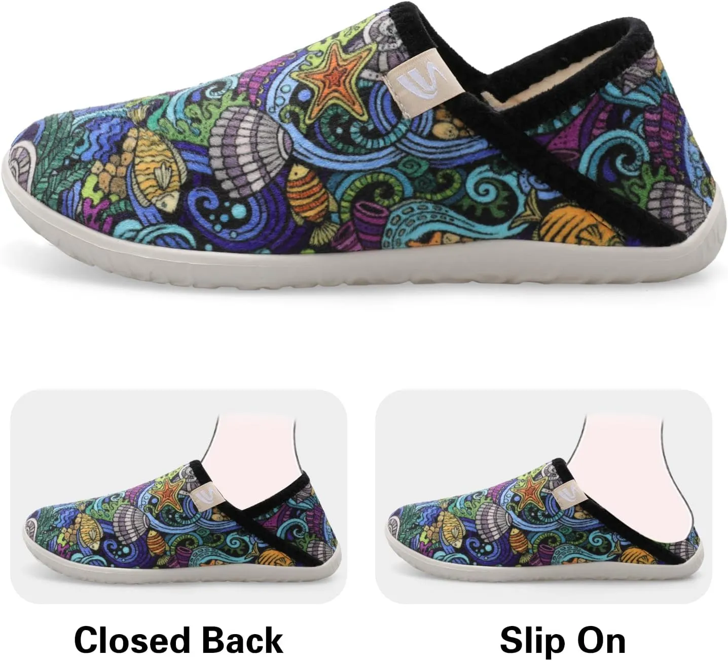 Spesoul Fuzzy House Slippers for Women Men Indoor Closed Back Lightweight Cozy Faux Furry Lining Barefoot House Shoes Slipper Socks for Bedroom Home Office Yoga Outdoor Walking Shoes