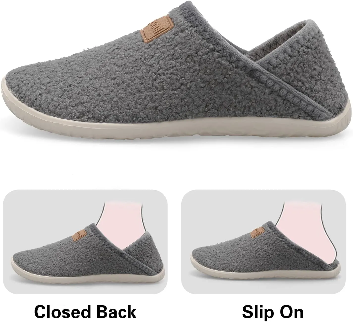 Spesoul Fuzzy House Slippers for Women Men Indoor Closed Back Lightweight Cozy Faux Furry Lining Barefoot House Shoes Slipper Socks for Bedroom Home Office Yoga Outdoor Walking Shoes