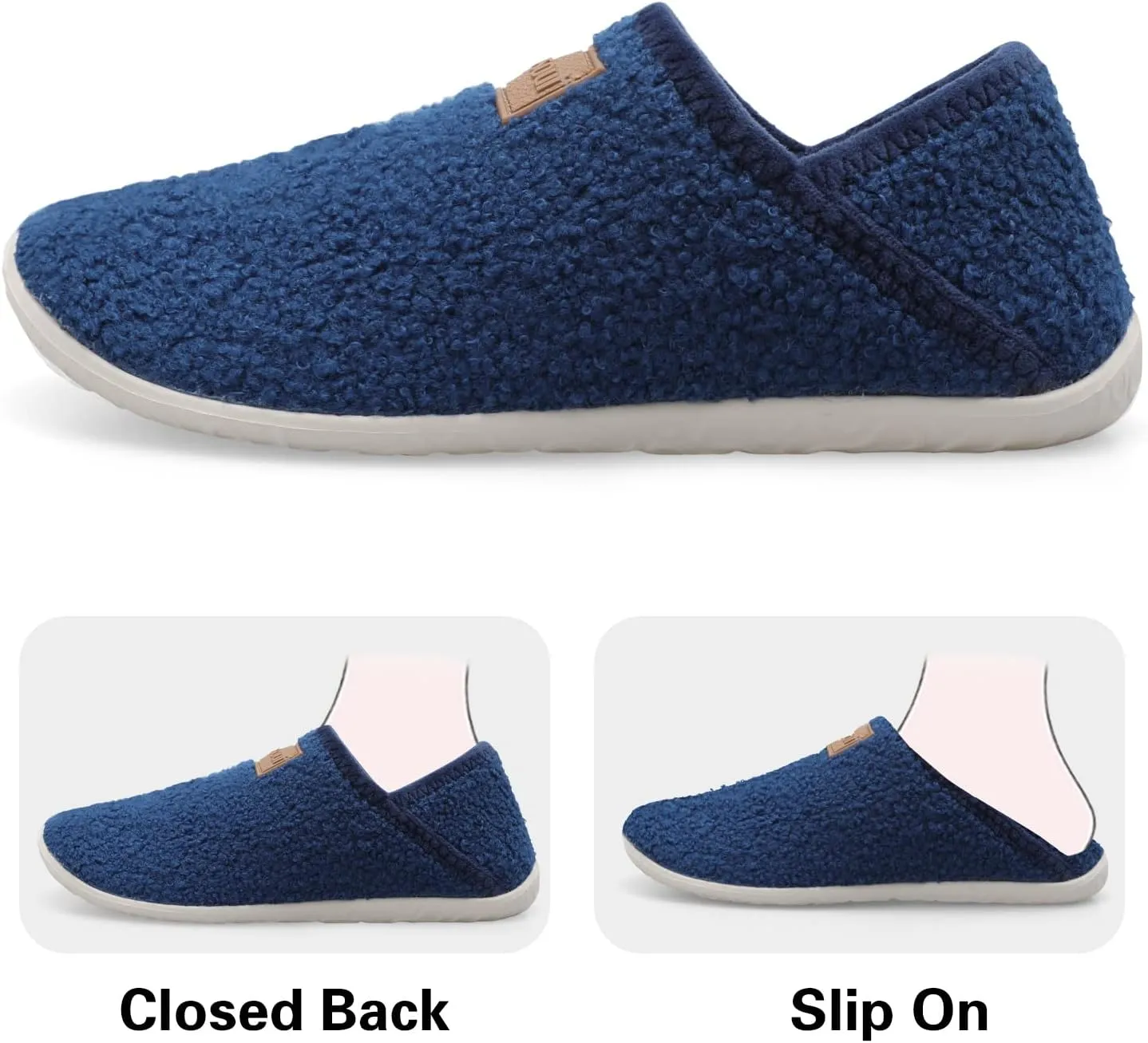 Spesoul Fuzzy House Slippers for Women Men Indoor Closed Back Lightweight Cozy Faux Furry Lining Barefoot House Shoes Slipper Socks for Bedroom Home Office Yoga Outdoor Walking Shoes