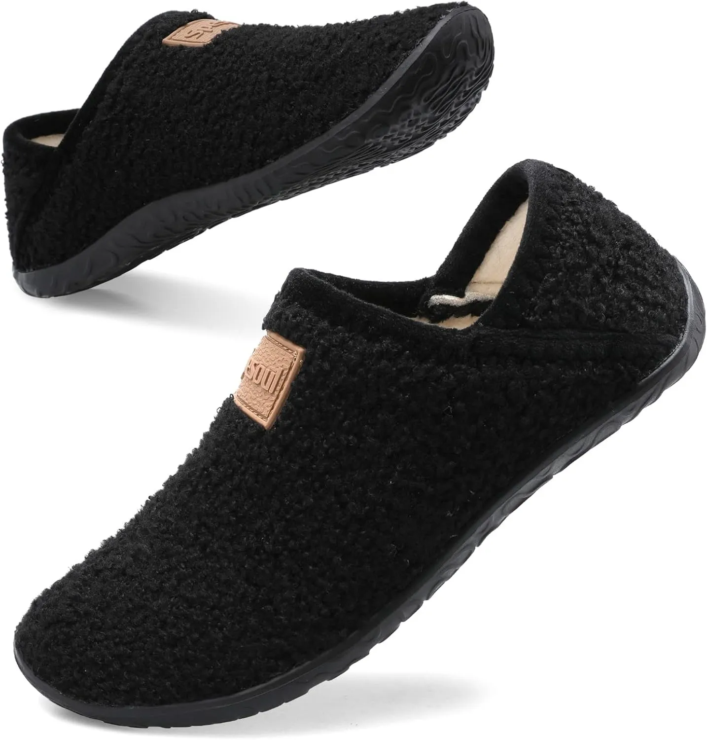 Spesoul Fuzzy House Slippers for Women Men Indoor Closed Back Lightweight Cozy Faux Furry Lining Barefoot House Shoes Slipper Socks for Bedroom Home Office Yoga Outdoor Walking Shoes