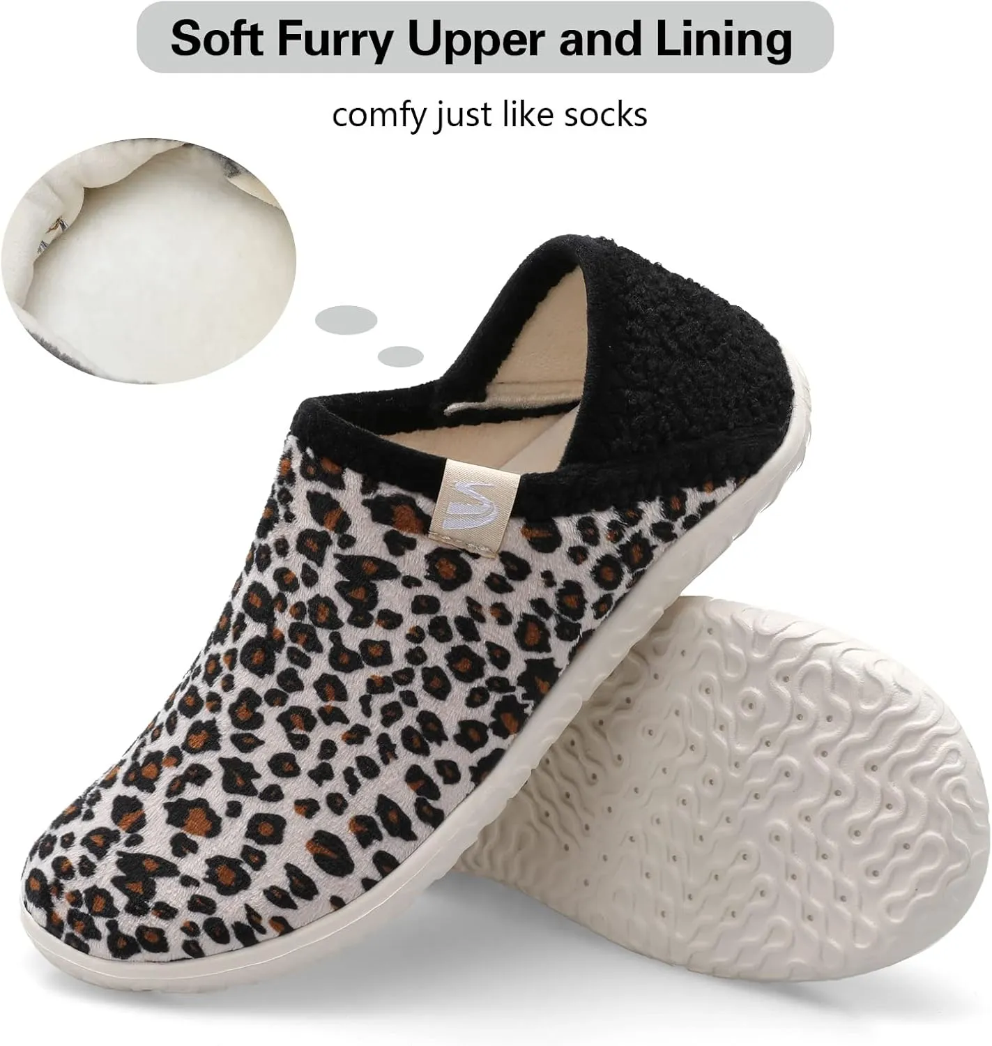 Spesoul Fuzzy House Slippers for Women Men Indoor Closed Back Lightweight Cozy Faux Furry Lining Barefoot House Shoes Slipper Socks for Bedroom Home Office Yoga Outdoor Walking Shoes