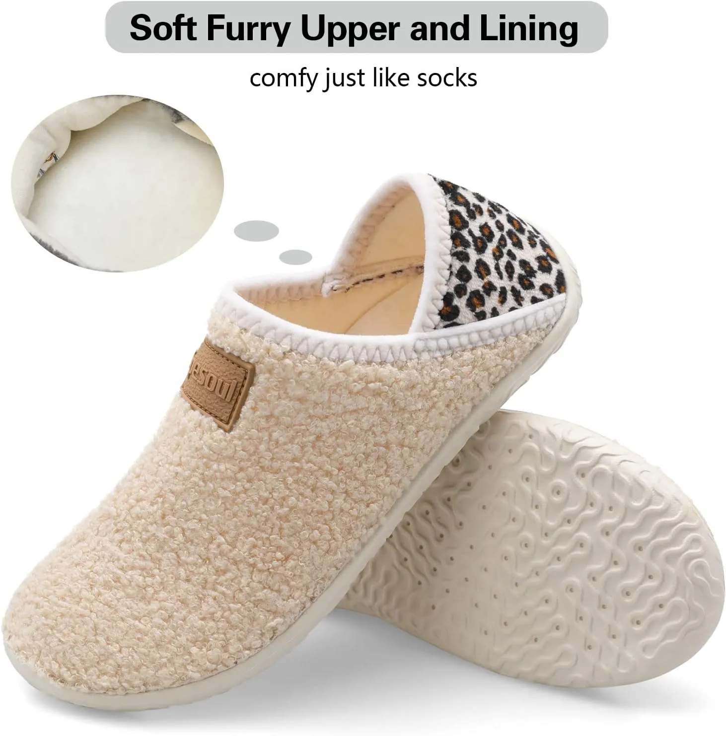 Spesoul Fuzzy House Slippers for Women Men Indoor Closed Back Lightweight Cozy Faux Furry Lining Barefoot House Shoes Slipper Socks for Bedroom Home Office Yoga Outdoor Walking Shoes