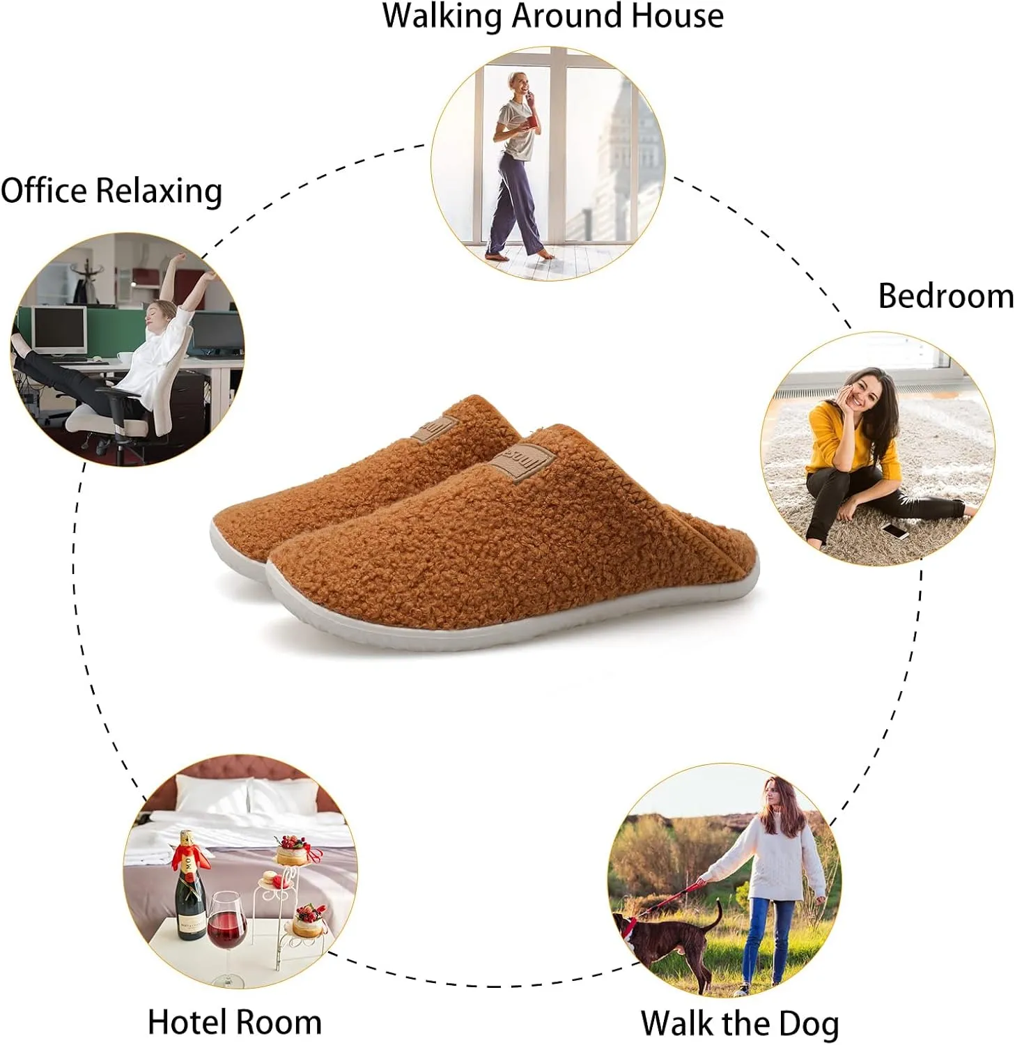 Spesoul Fuzzy House Slippers for Women Men Indoor Closed Back Lightweight Cozy Faux Furry Lining Barefoot House Shoes Slipper Socks for Bedroom Home Office Yoga Outdoor Walking Shoes