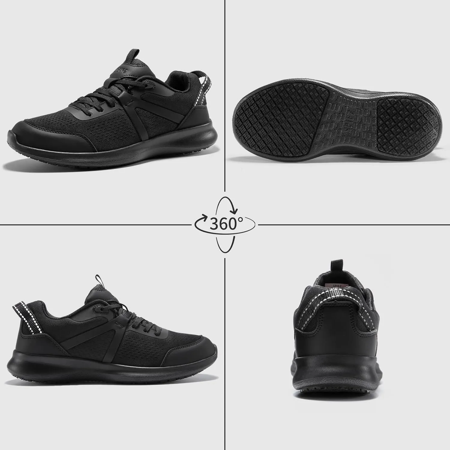SPIEZ Women's Non Slip Shoes, SRC Certified Slip Resistant Work Sneakers for Restaurant, Kitchen, Hospital, Lightweight Nursing Footwear with Anti-Fatigue Tech