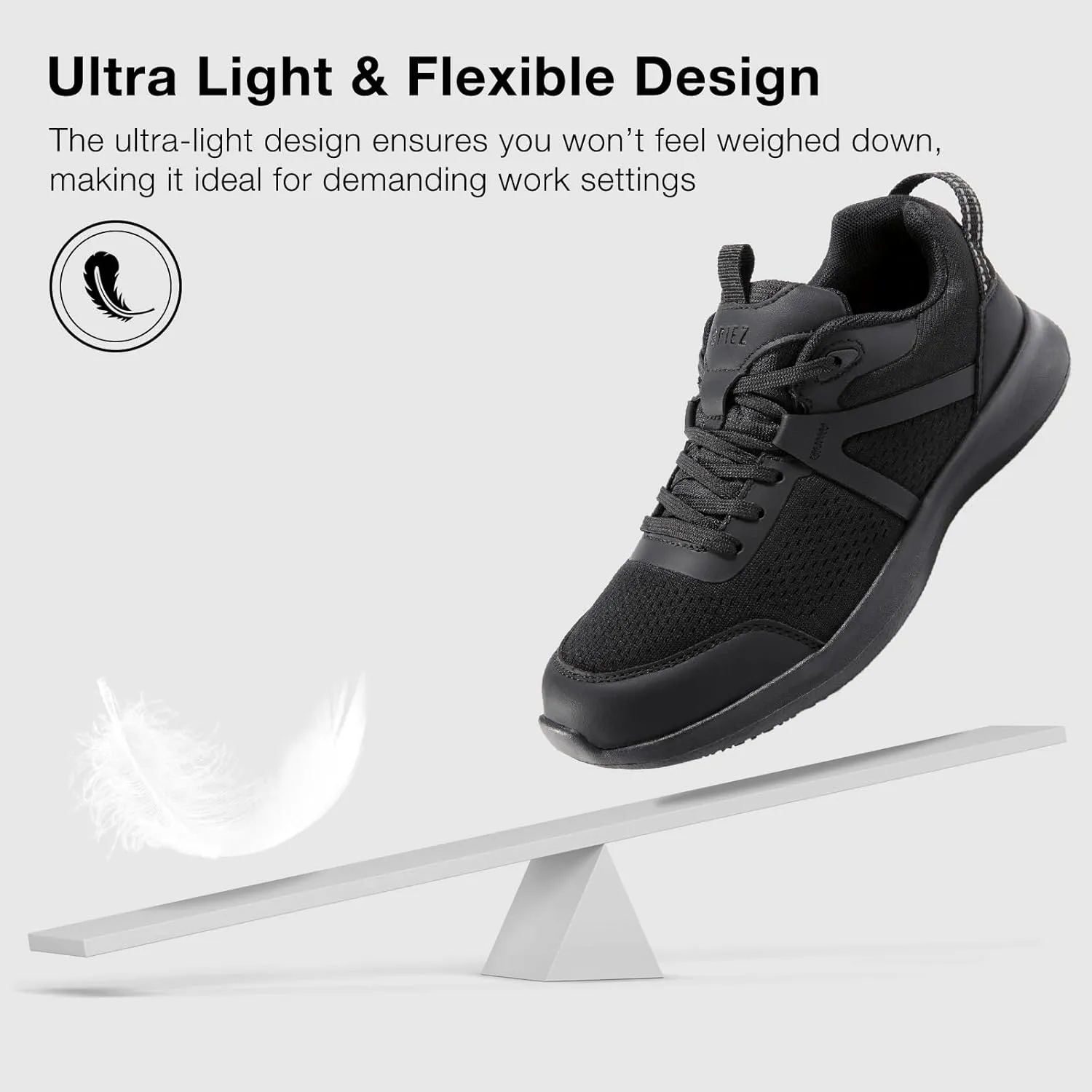 SPIEZ Women's Non Slip Shoes, SRC Certified Slip Resistant Work Sneakers for Restaurant, Kitchen, Hospital, Lightweight Nursing Footwear with Anti-Fatigue Tech