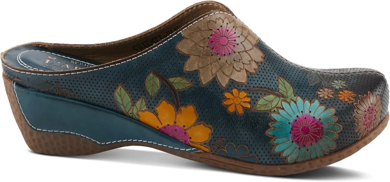 Spring Step L'Artiste Women's CHIENTI Hand-Painted Floral Open Back Sandals
