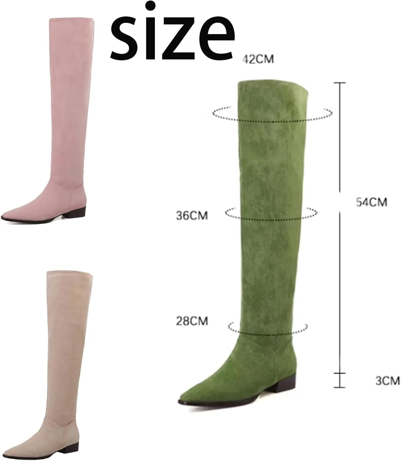 Square Toe Thick Heel Boots,Suede High Boots,Women's Long Boots,Cowhide Soles,Cowhide Insole,Suitable for Various Occasions