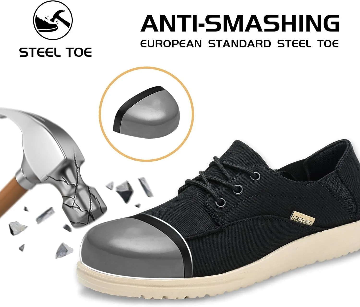 Steel Toe Shoes for Men Lightweight Casual Work Safety Loafers Industrial Construction Sneakers Slip On Indestructible Work Shoes