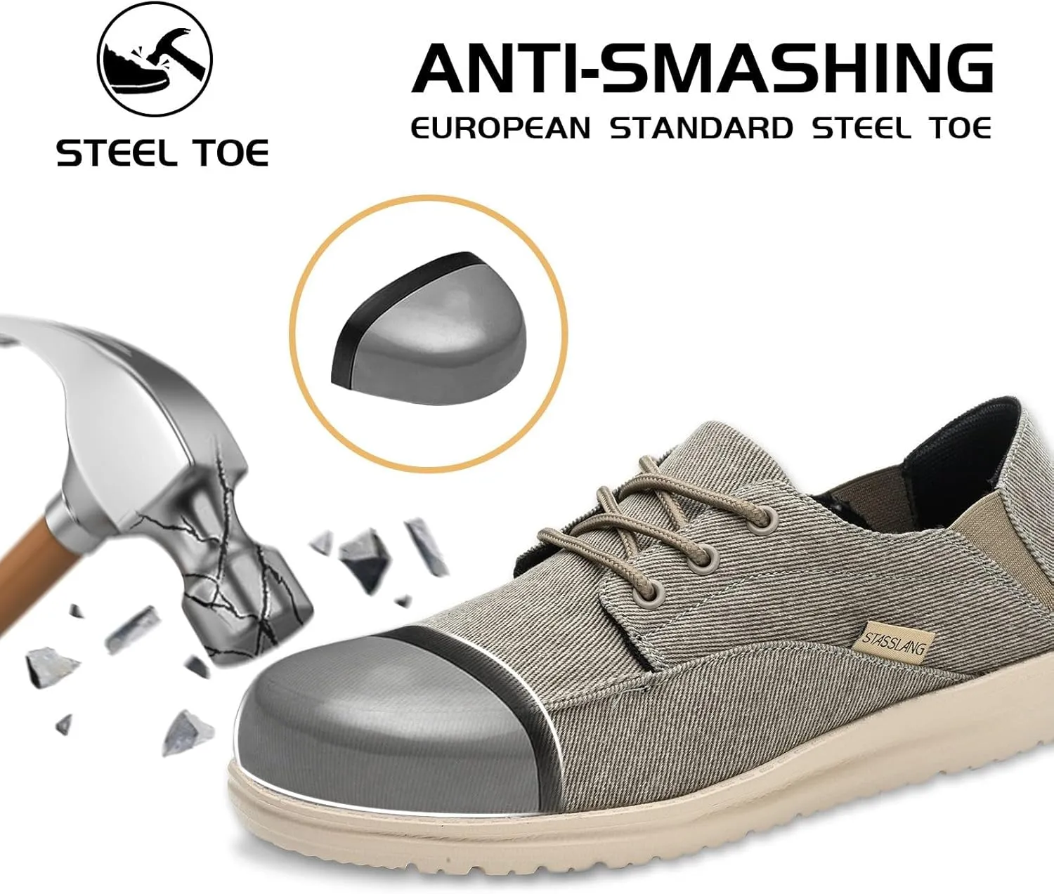 Steel Toe Shoes for Men Lightweight Casual Work Safety Loafers Industrial Construction Sneakers Slip On Indestructible Work Shoes