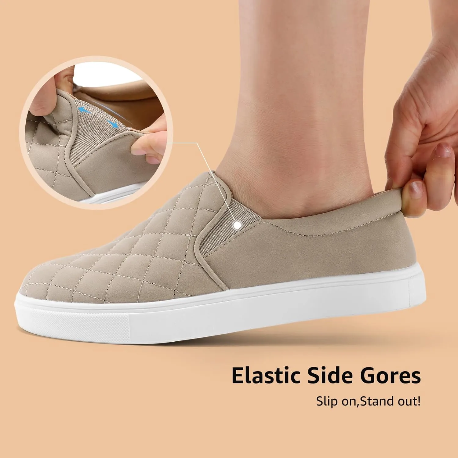 STQ Loafers for Women Memory Foam Slip On Sneakers EleeS Quilted 1.0 Comfort Fall Shoes