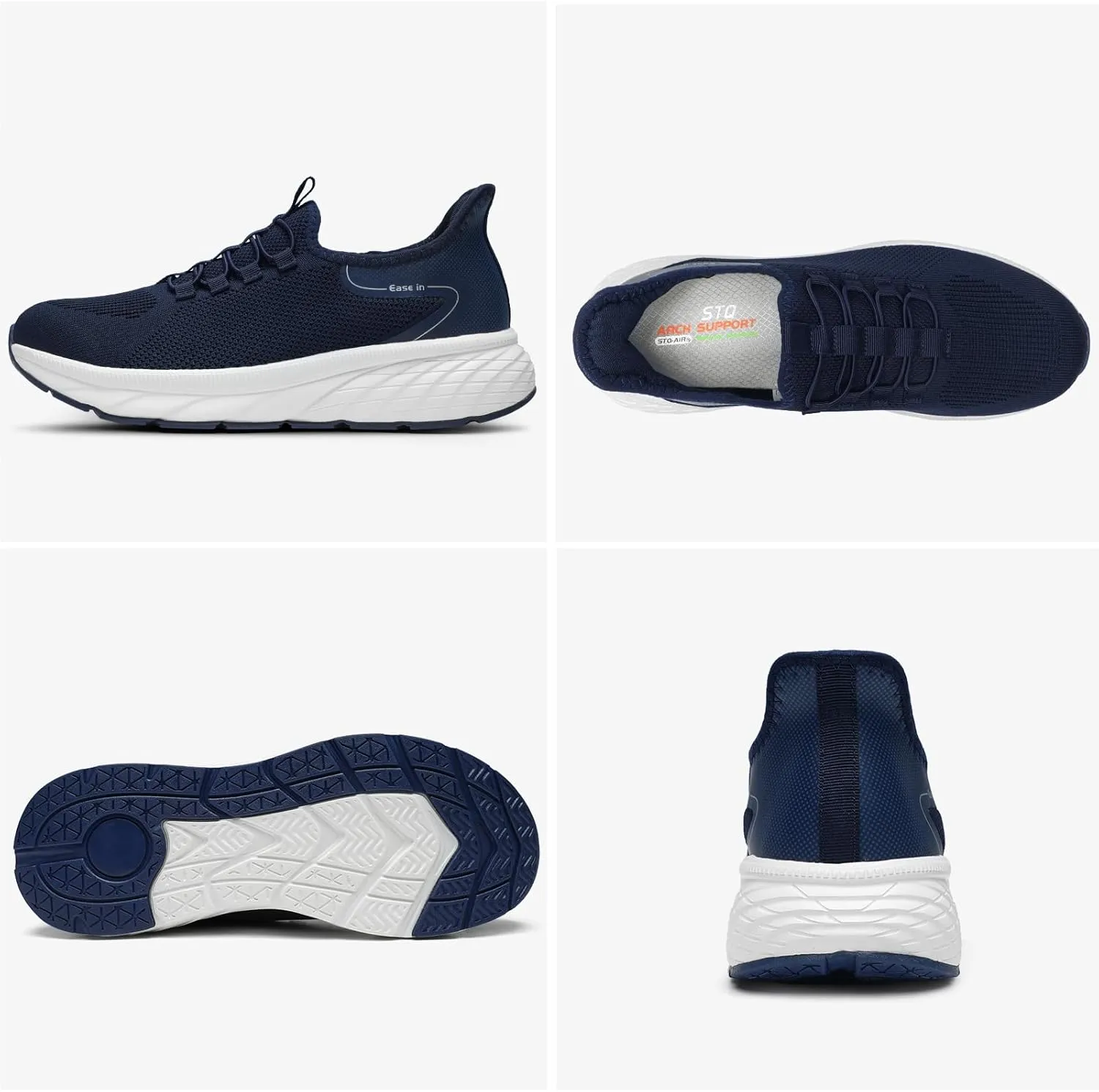 STQ Slip on Sneakers Men Comfort Walking Shoes Orthopedic Shoes for Plantar Fasciitis