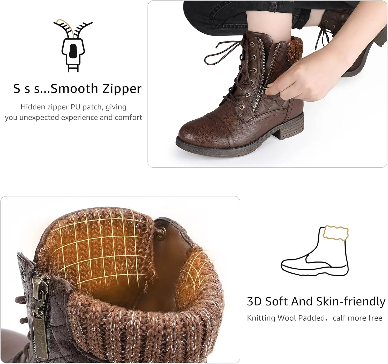 STQ Women's Combat Boots Lace up Ankle Booties
