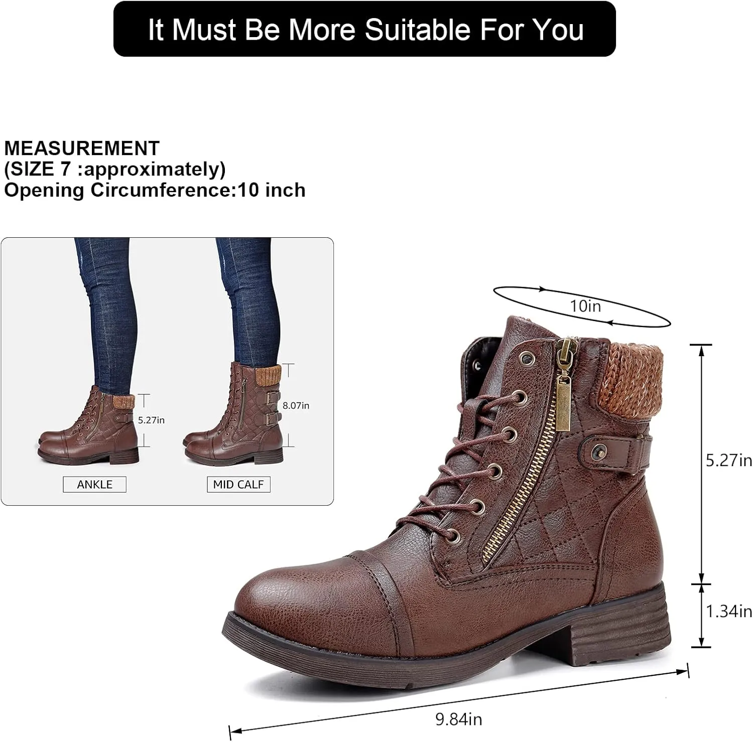 STQ Women's Combat Boots Lace up Ankle Booties