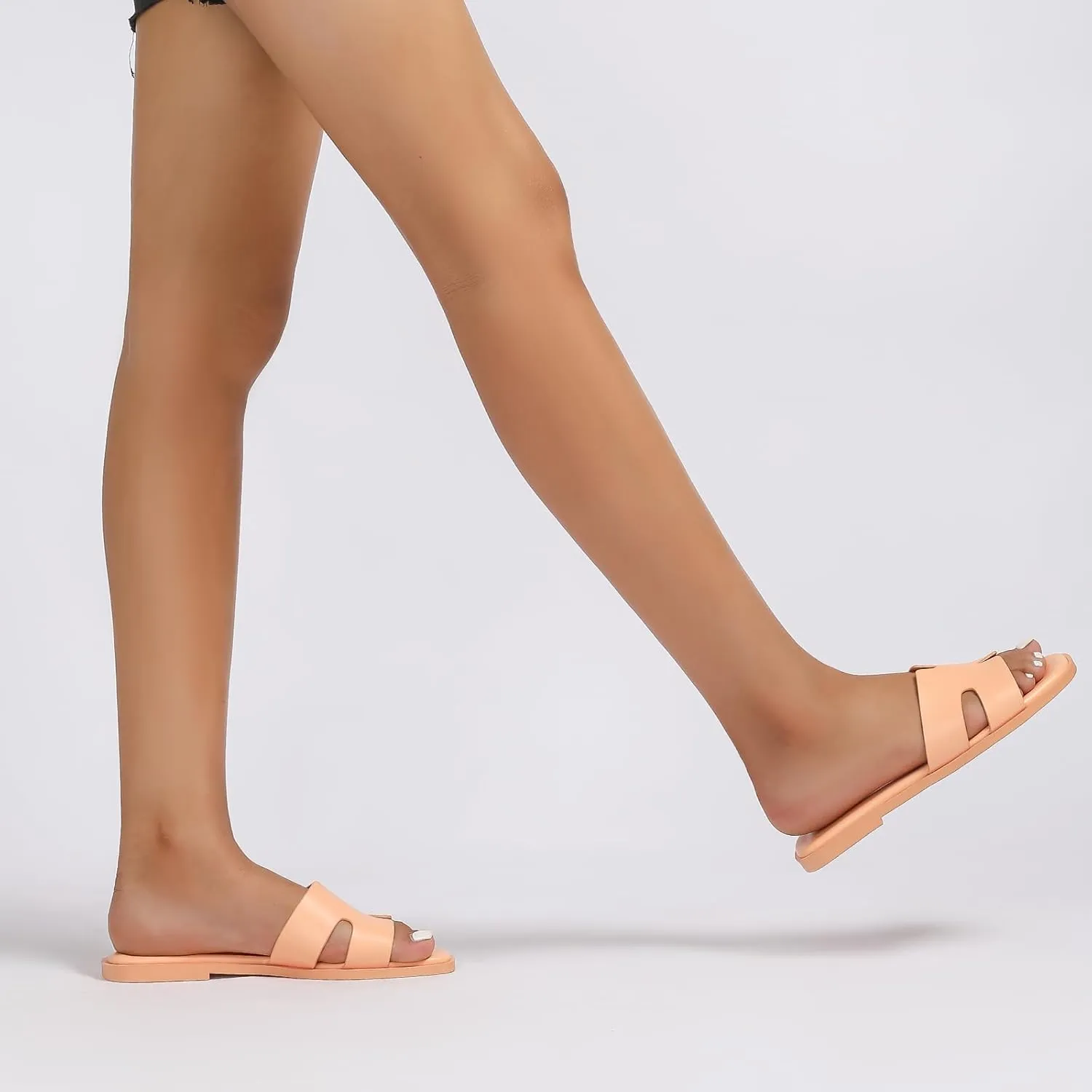 Stratuxx Kaze Open Toe Flat Dress Sandals Womens Slide Comfortable Summer Black, White, Tan Sandals for Women