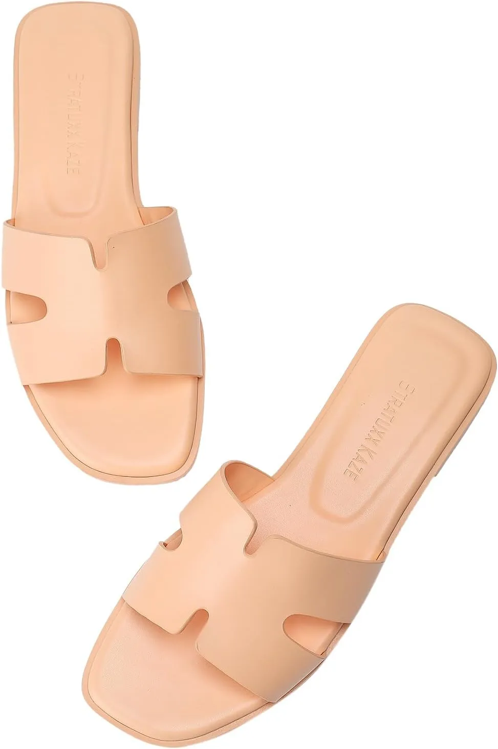 Stratuxx Kaze Open Toe Flat Dress Sandals Womens Slide Comfortable Summer Black, White, Tan Sandals for Women