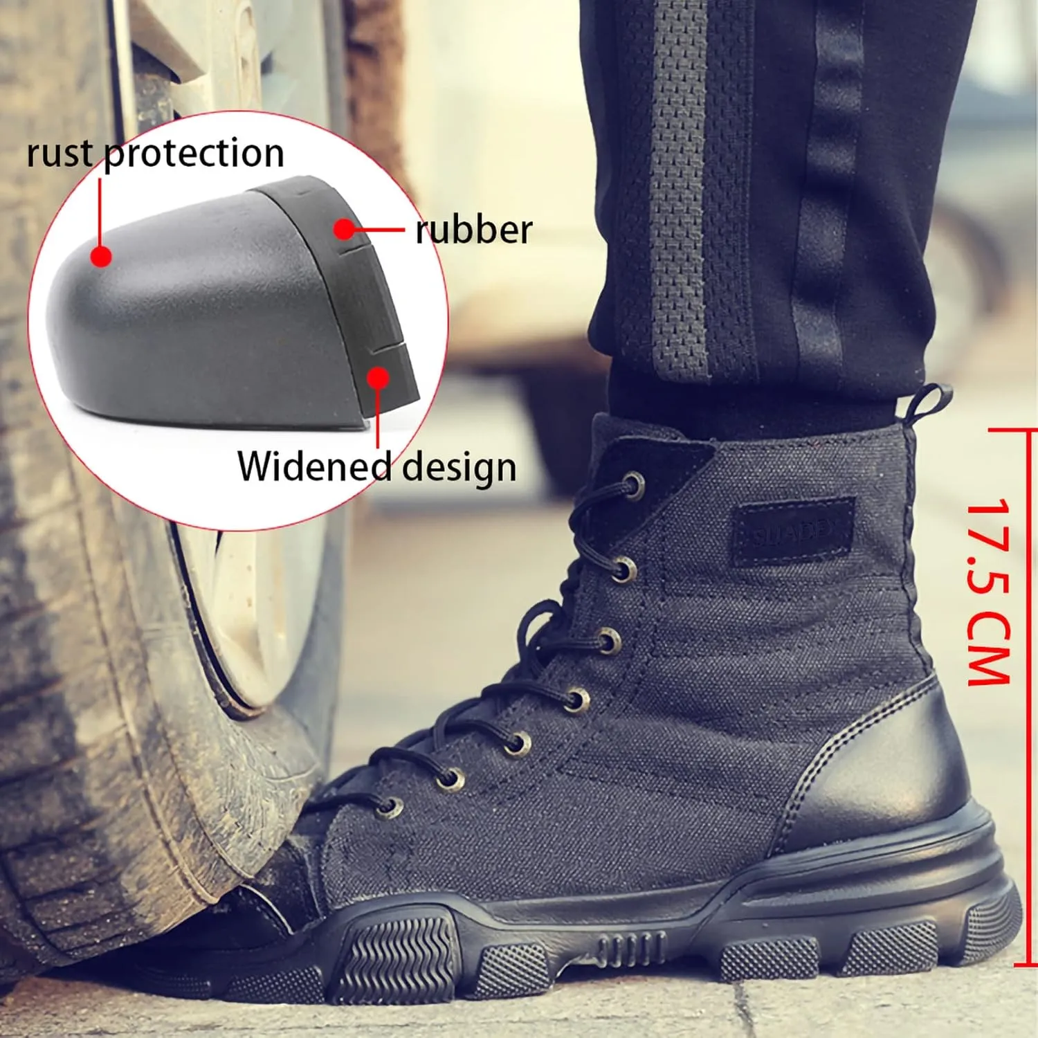 SUADEX Steel Toe Boots for Men Women Indestructible Non Slip Comfortable Work Boot Safety Construction Shoes