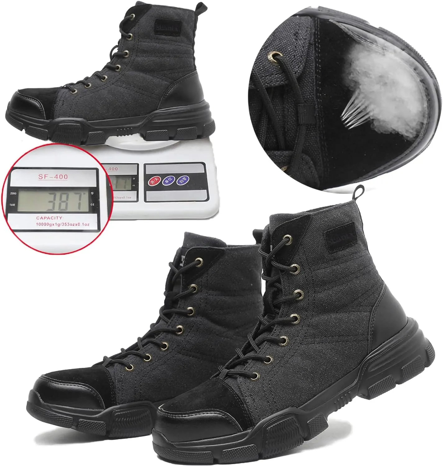 SUADEX Steel Toe Boots for Men Women Indestructible Non Slip Comfortable Work Boot Safety Construction Shoes