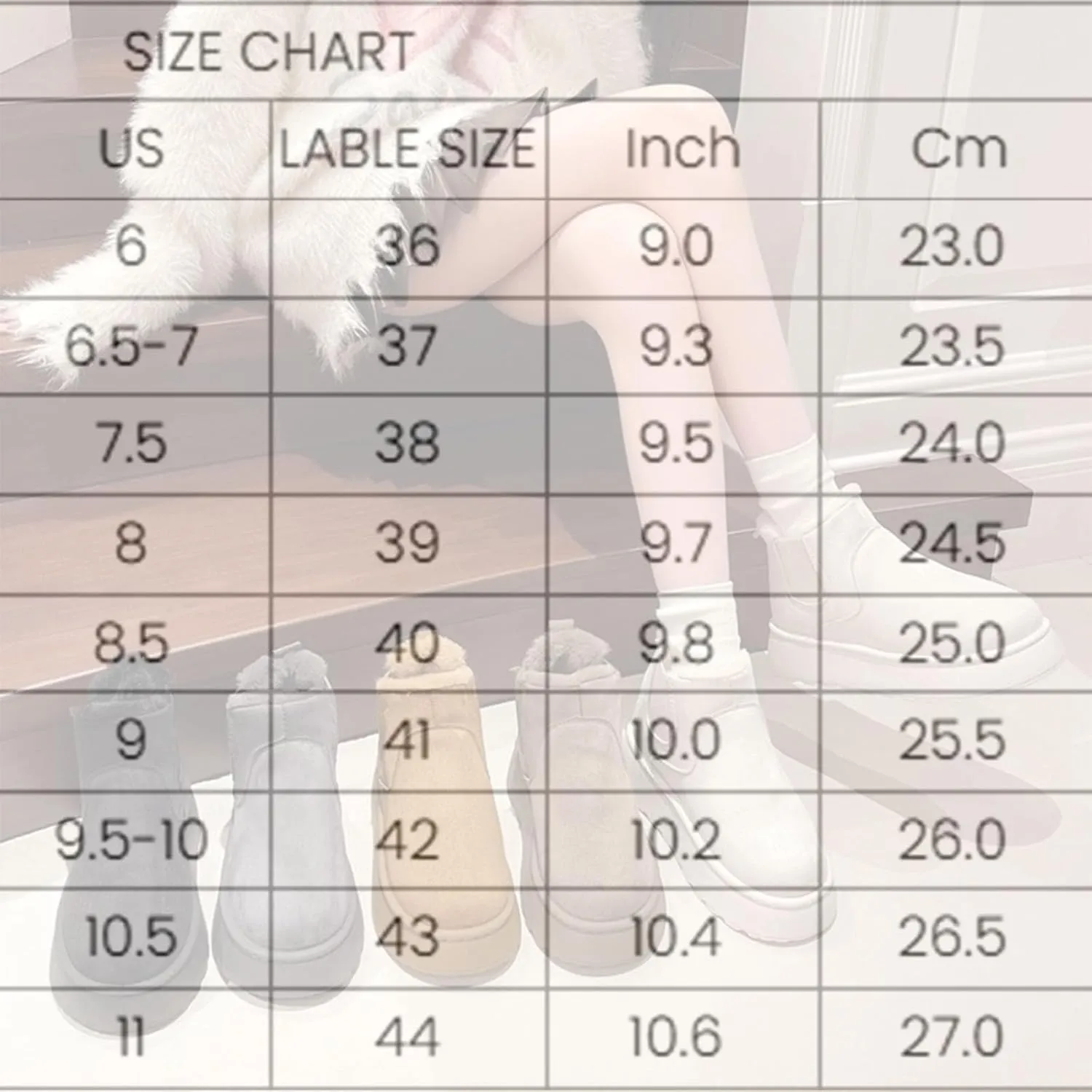 Suede Platform Snow Boots for Women, AirCloudies Warm Fur Lined Winter Slip-On Thick-Soled Ankle Booties