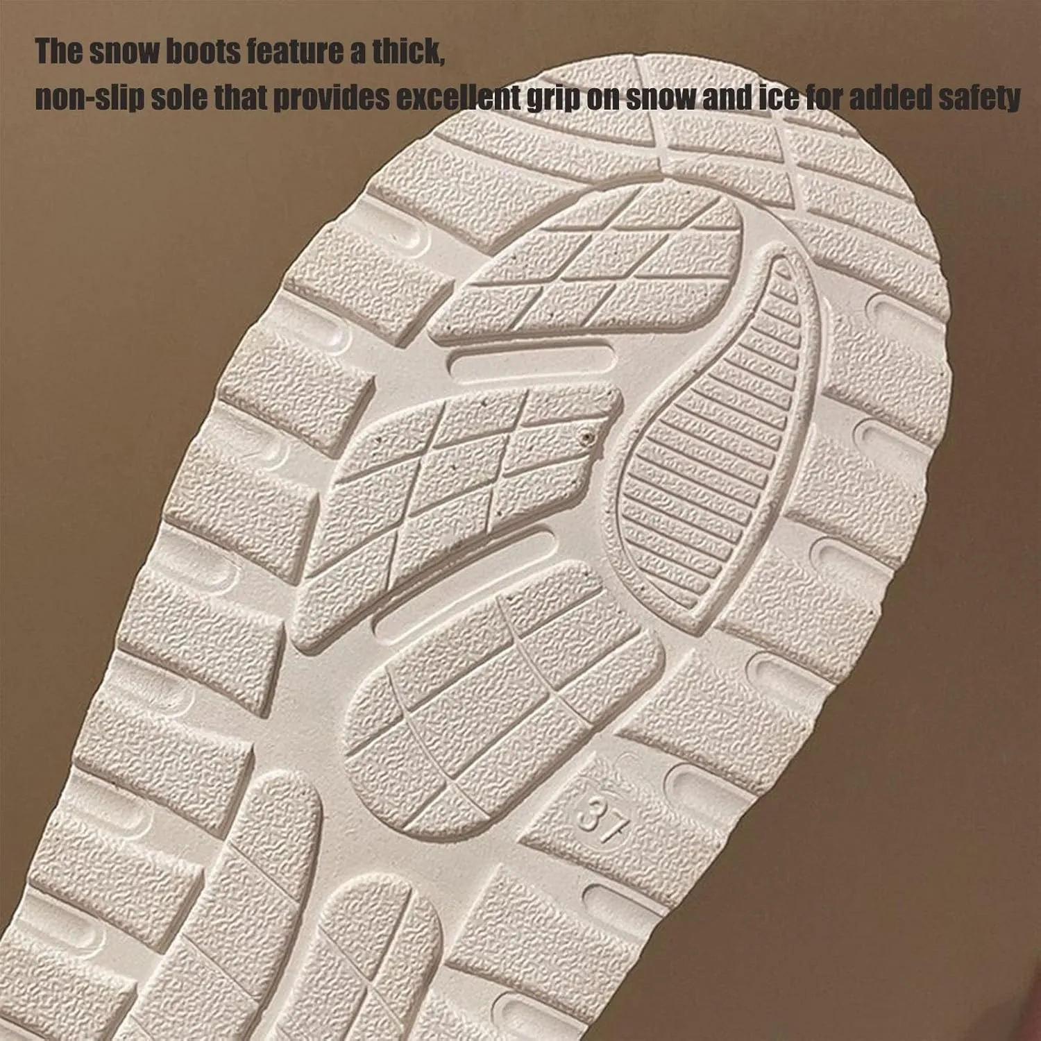 Suede Platform Snow Boots for Women, AirCloudies Warm Fur Lined Winter Slip-On Thick-Soled Ankle Booties