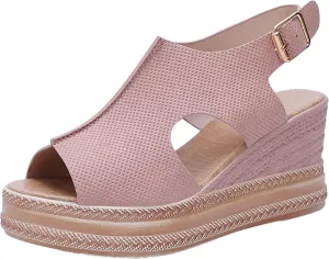 Summer Sandals for Women Open Toe Adjustable Ankle Strap High Heels Sandal Chunky Plat Bottom Dressy Casual Beach Sandals