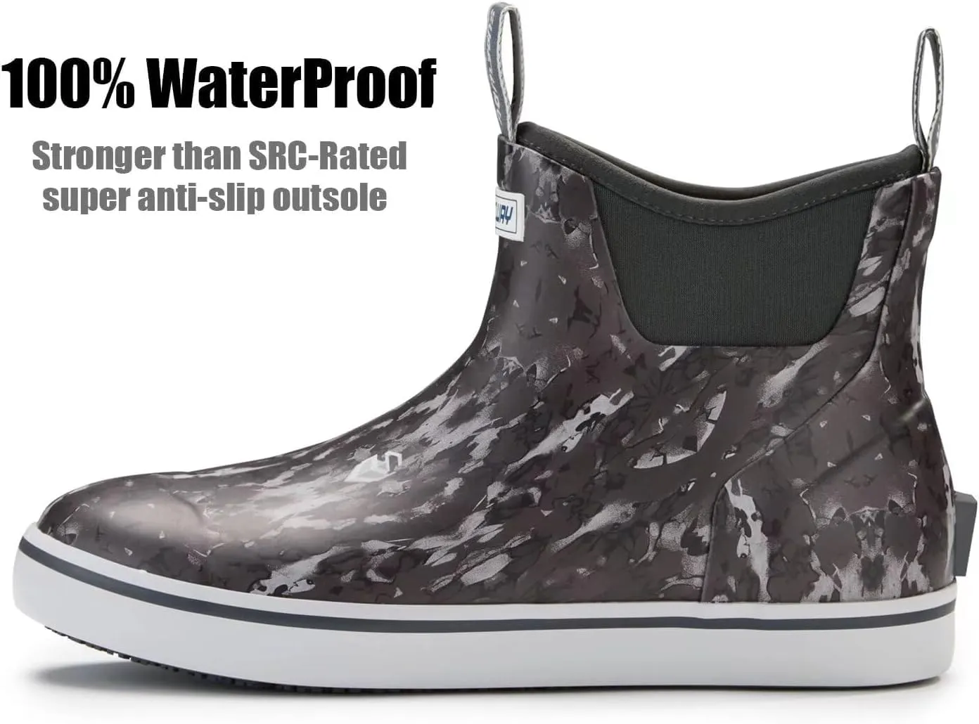 SUREWAY Men's Ankle Fishing Deck Boots for Men-Waterproof,Professional Non-Slip Soles for Wet Slippery Surface,Neoprene Rubber Rain Boot/Shoes for Hunting Boating Gardening