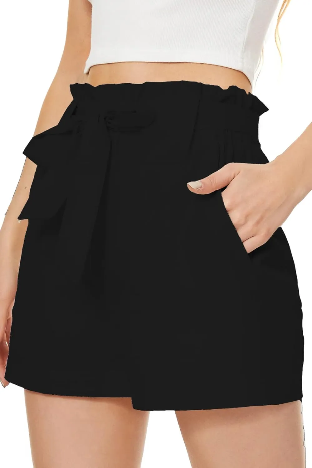 SWEET POISON Womens Bowknot Shorts for Summer Casual High Waist Beach Shorts（S-2XL）