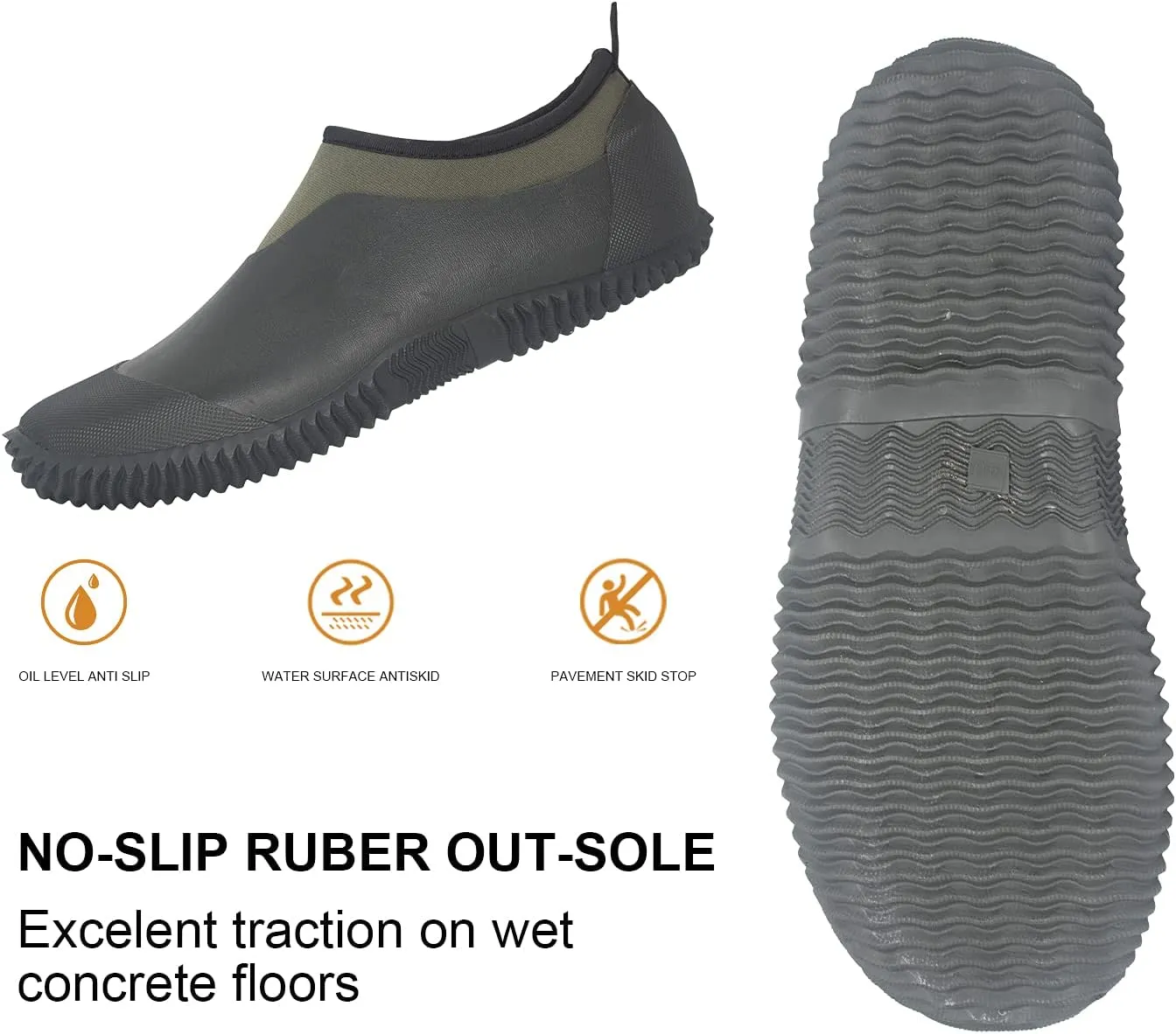 SWIFTFROG Men’s Garden Boots - Unisex Waterproof Ankle Slip-On Footwear Rubber Rain Boots for Men Women Outdoor,Camping,Gardening