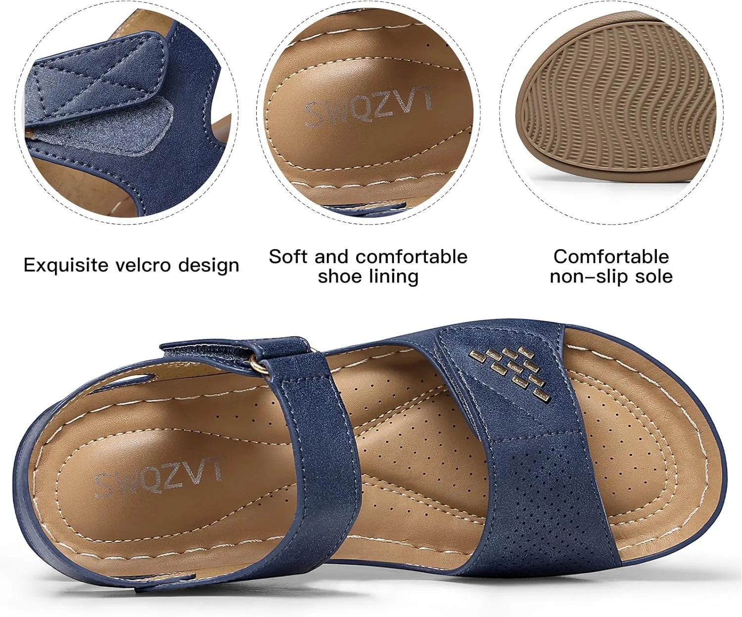 SWQZVT Women Comfortable Flat Sandals: Closed Toe Dressy Summer Sandal - Fisherman Hollow Out Walking Sandals
