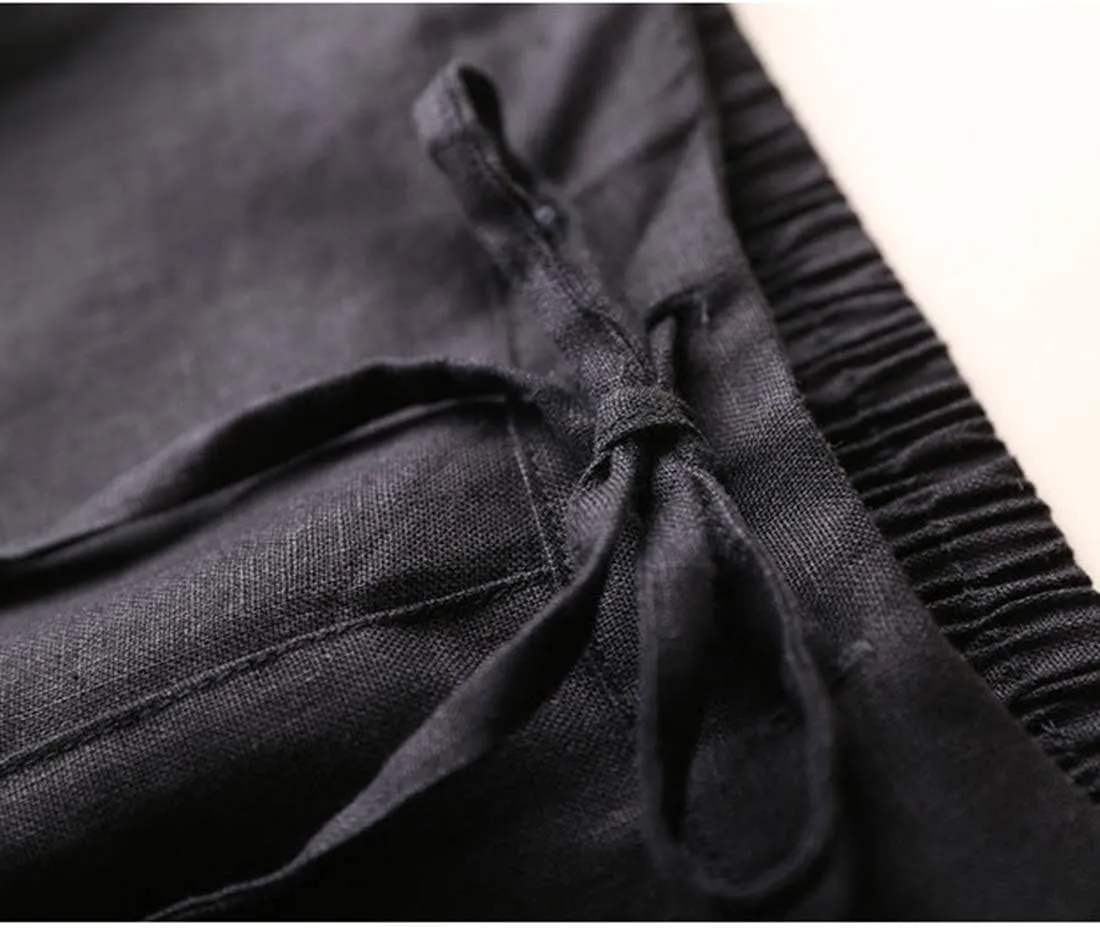 Tanming Linen Pants for Women Summer Casual High Waisted Drawstring White Beach Pant