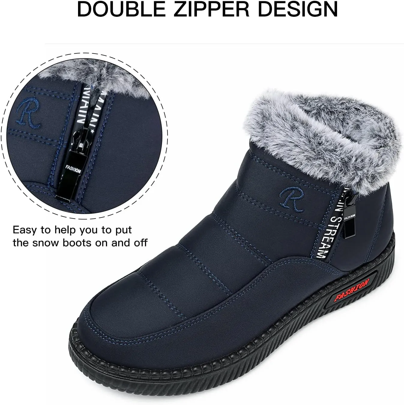 TEMOFON Womens Snow Boots Winter Warm Ankle Boots Waterproof Outdoor Fur Lined Shoes for Women