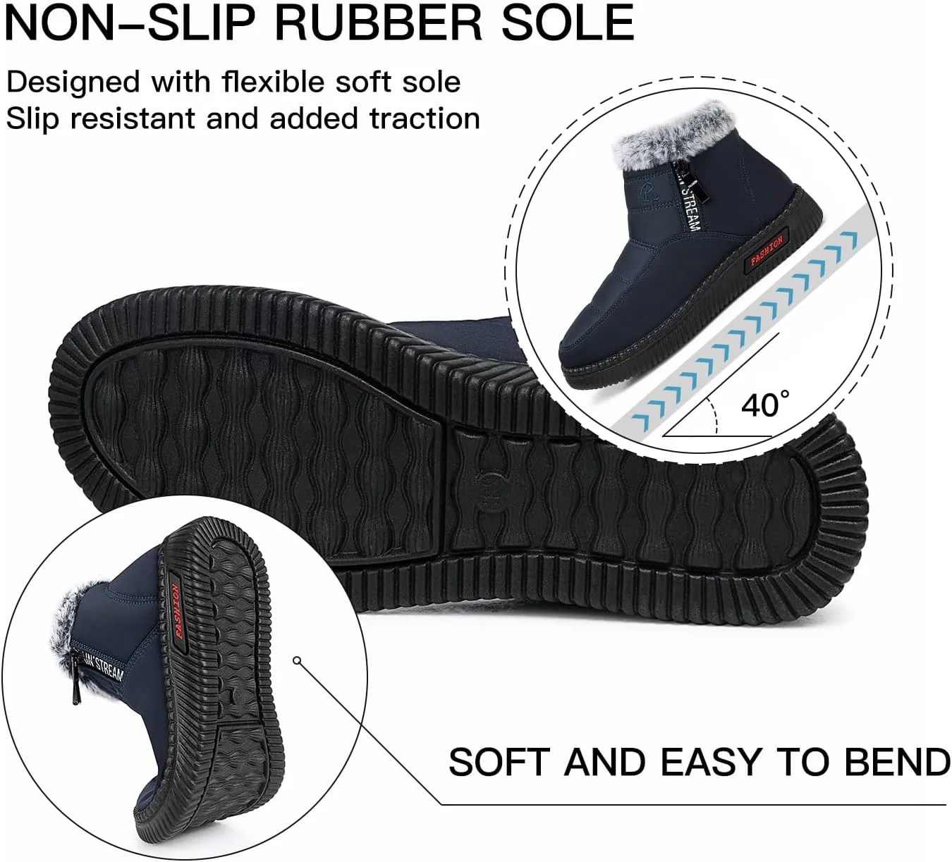 TEMOFON Womens Snow Boots Winter Warm Ankle Boots Waterproof Outdoor Fur Lined Shoes for Women