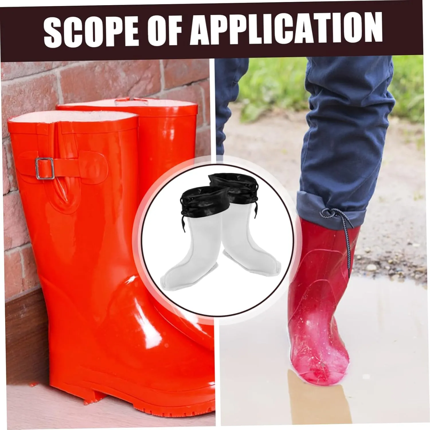 TENDYCOCO 1 Pair Boot Cuffs for Women Boot Socks Thick Boot Lining Covers Boot Shoes Inserts Men Rain Boots