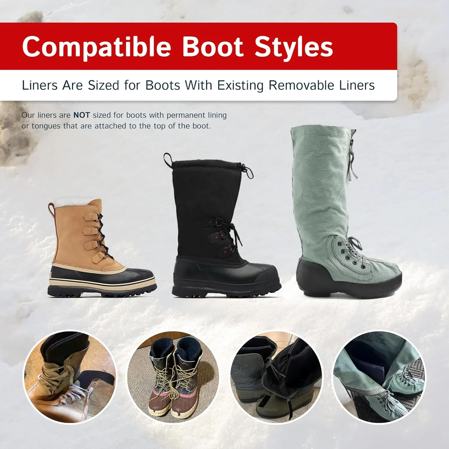 The Felt Store Wool Boot Liners for Men and Women (Unisex), Replacement Felt Liners for Insulating Winter, Hunting, Work and Rubber Boots, Style 826 BB, Standard Boot (10” high)