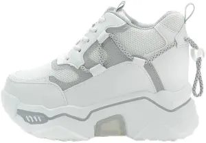Thick Sole Sports Casual Leather Shoes for Ladies, Womens Platform Sneakers, Oxfords, Air Cushion, Lace-up, High Top, Platform, Retro, Vulcanize, Court, Walking Shoes Lilac