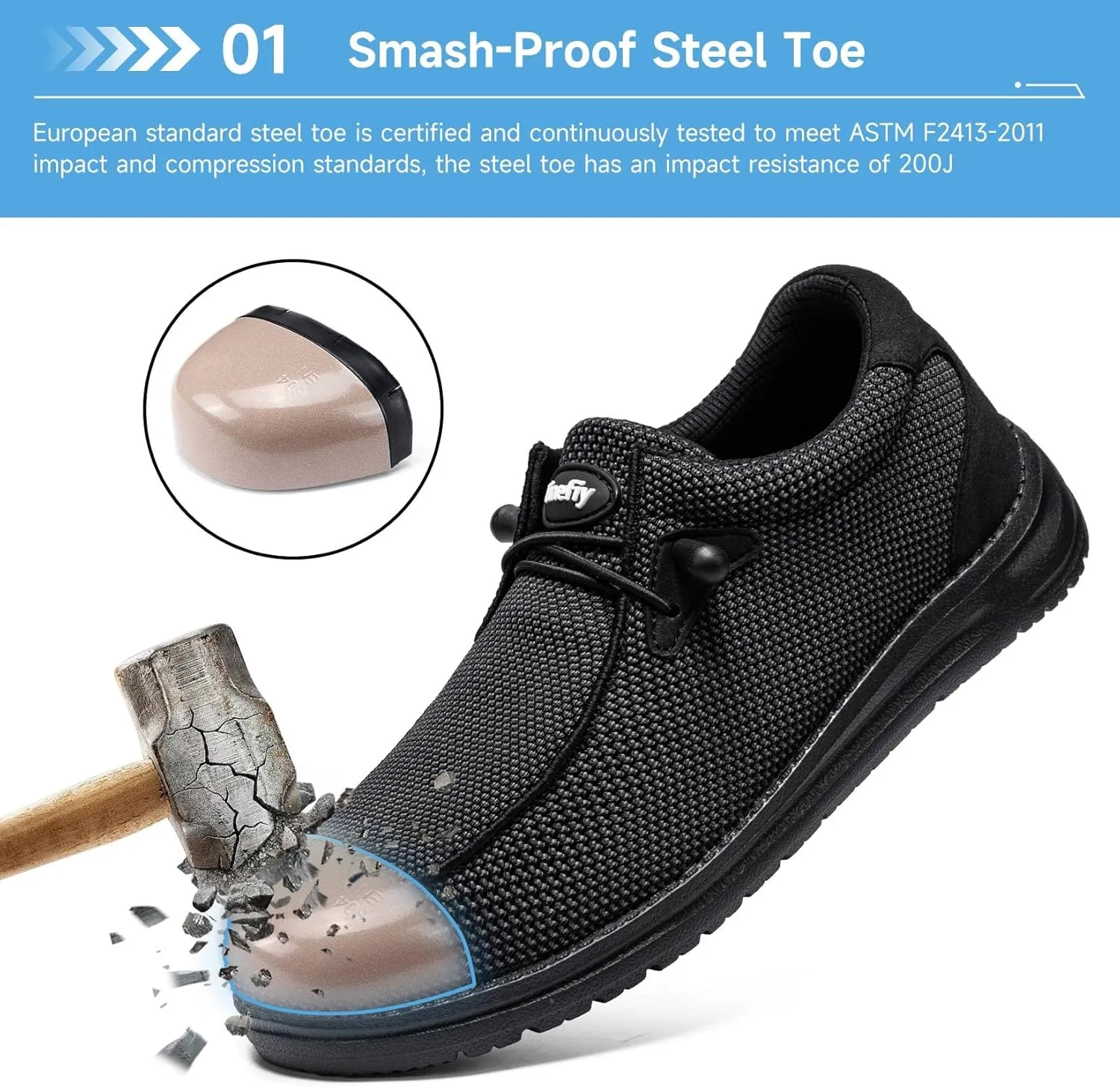 Tinefiy Steel Toe Shoes for Women Lightweight Comfortable Slip Resistant Safety Work Sneakers Composite Toe Indestructible Shoe