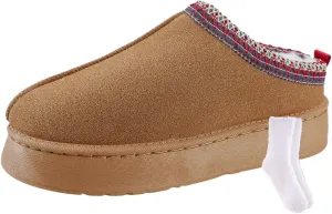 TOCONFFON Womens Slip On Platform Slippers Faux Fur Boots Slipper Thickened Sole Durable Fluffy House Slippers for Indoor and Outdoor