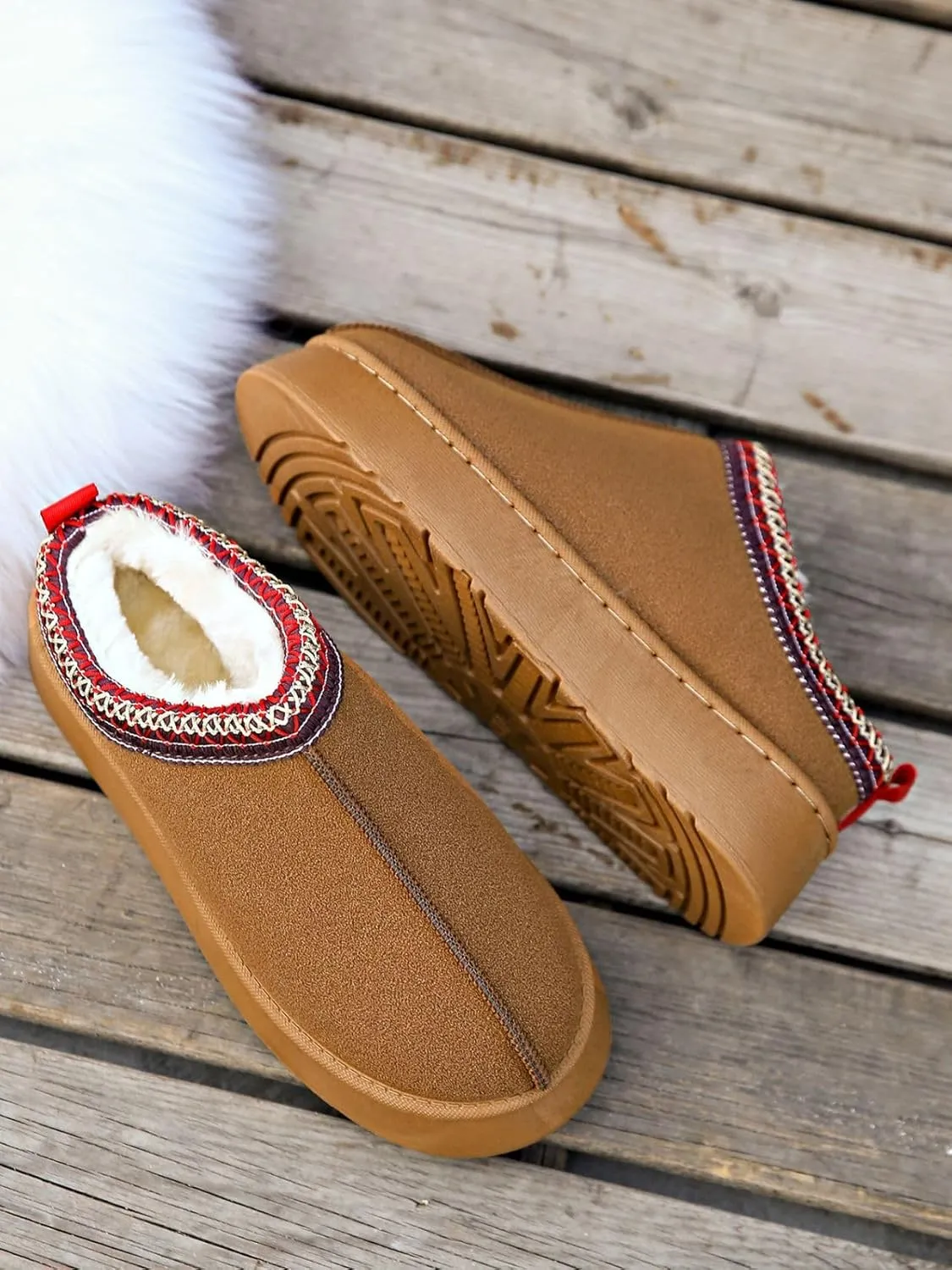 TOCONFFON Womens Slip On Platform Slippers Faux Fur Boots Slipper Thickened Sole Durable Fluffy House Slippers for Indoor and Outdoor