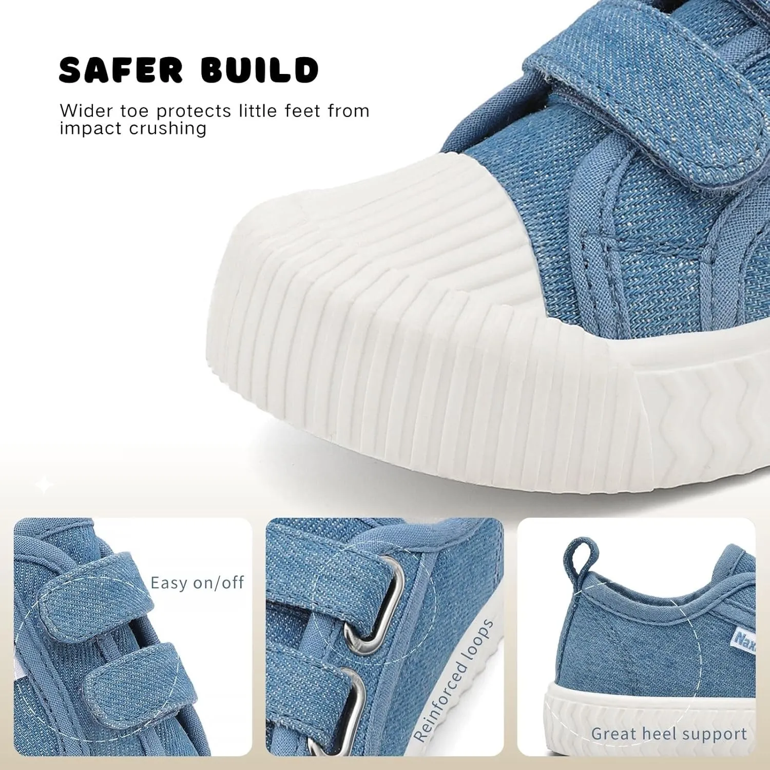 Toddler Boys & Girls Sneaker Adjustable Slip On Canvas Hook and Loops Walking Shoes,Size 5-12