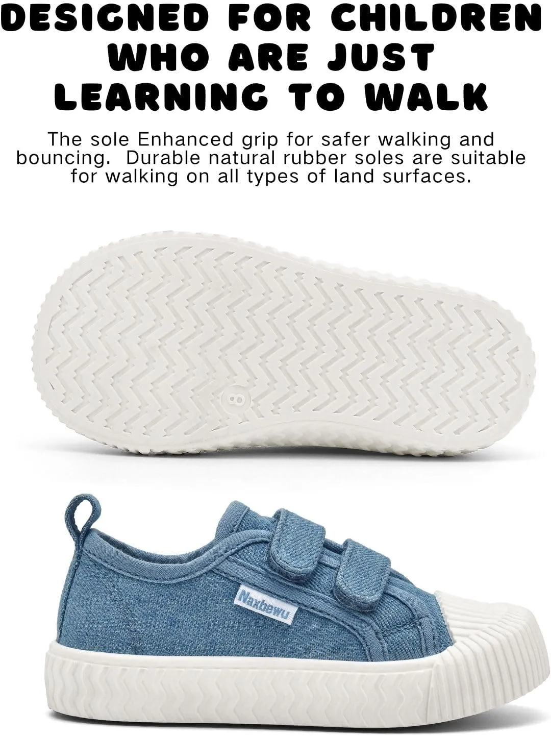 Toddler Boys & Girls Sneaker Adjustable Slip On Canvas Hook and Loops Walking Shoes,Size 5-12
