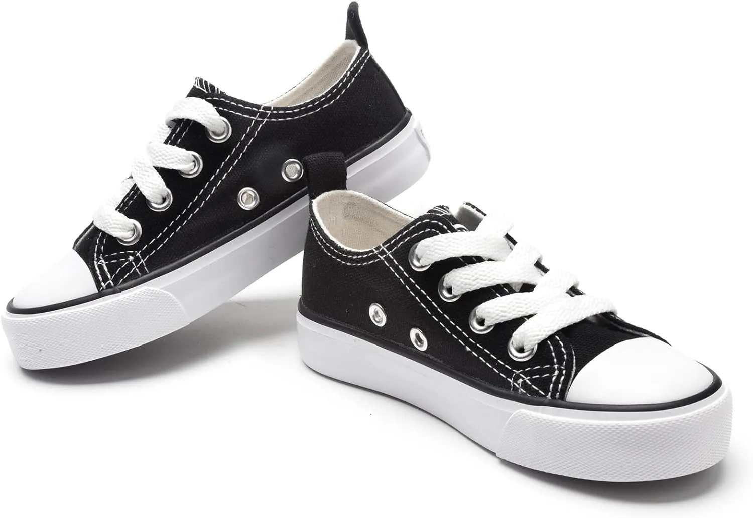 Toddler Canvas Shoes Casual Sneakers for Kids Boys and Girls Low Top Canvas Sneakers Lace Up Canvas Shoes
