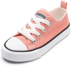 Toddler Canvas Shoes Casual Sneakers for Kids Boys and Girls Low Top Canvas Sneakers Lace Up Canvas Shoes