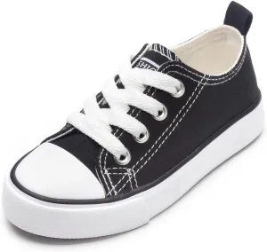 Toddler Canvas Shoes Casual Sneakers for Kids Boys and Girls Low Top Canvas Sneakers Lace Up Canvas Shoes