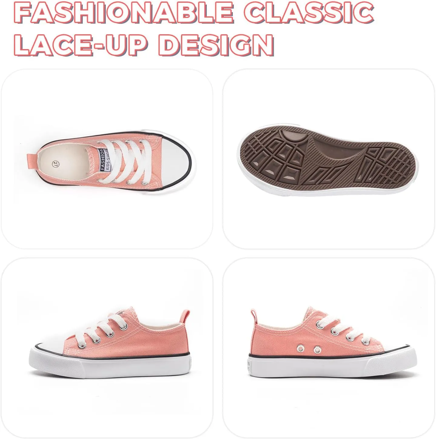 Toddler Canvas Shoes Casual Sneakers for Kids Boys and Girls Low Top Canvas Sneakers Lace Up Canvas Shoes