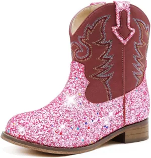 Toddler Girls Cowgirl Boots Western Glitter Cowboy Boot Ankle Boots Little Kids Big Kid Horse Riding Shoes Party Birthday Dress Up