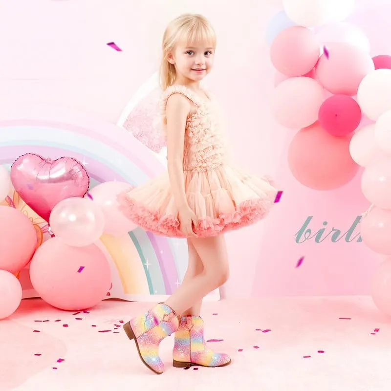 Toddler Girls Cowgirl Boots Western Glitter Cowboy Boot Ankle Boots Little Kids Big Kid Horse Riding Shoes Party Birthday Dress Up