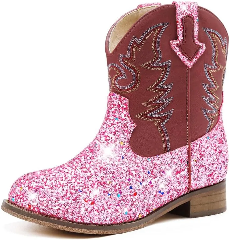 Toddler Girls Cowgirl Boots Western Glitter Cowboy Boot Ankle Boots Little Kids Big Kid Horse Riding Shoes Party Birthday Dress Up